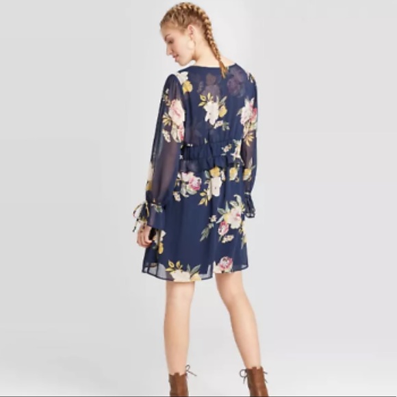 Xhilaration Floral Long Sleeve Mini Dress - Picture 2 of 6
